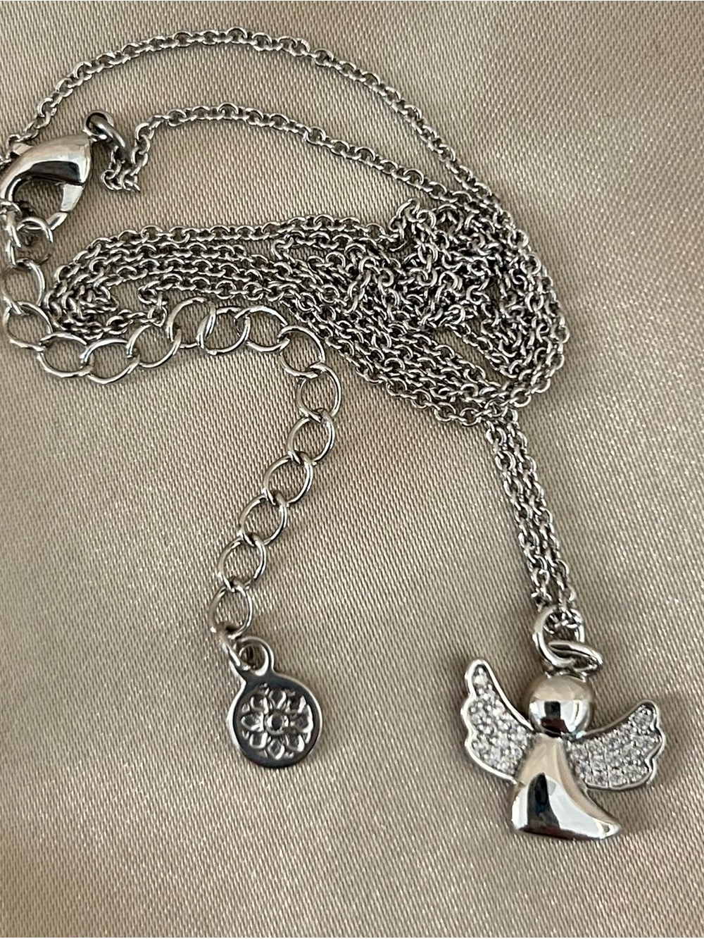 Gona Silver Tone Angel Pendant Necklace - Elegant Women's Jewelry